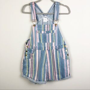 PRINCESS POLLY | Pastel Vertical Striped Denim Jean Overalls Women’s Size 4